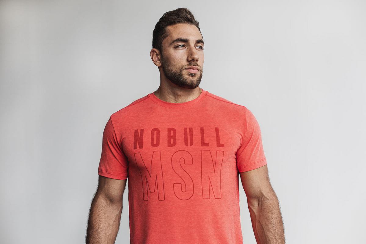 Nobull (Madison) Men\'s T Shirts Red | Australia (VW1973)